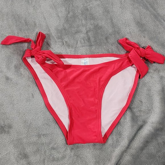 Charm Leaks Womens Swim Bikini Bottom Pink S Soft Solid Lined Side Ties Classic - Picture 1 of 9